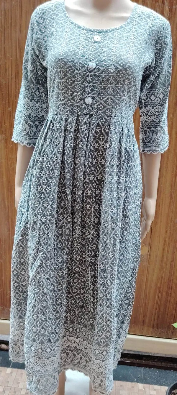 Grey_Premium_Cotton_Chikankari_Kurti_For_Women