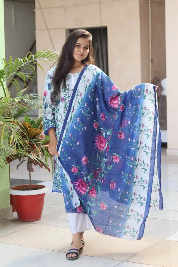 Gulnaar_soft_white_Digital_printed_cotton_kurta_pant_dupatta_set