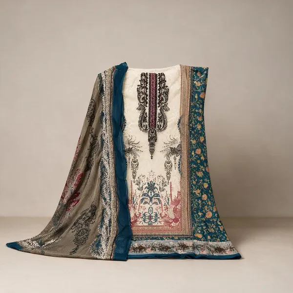 Blue_And_Cream_Premium_Polyester_Unstitched_Suit_With_Dupatta_For_Women