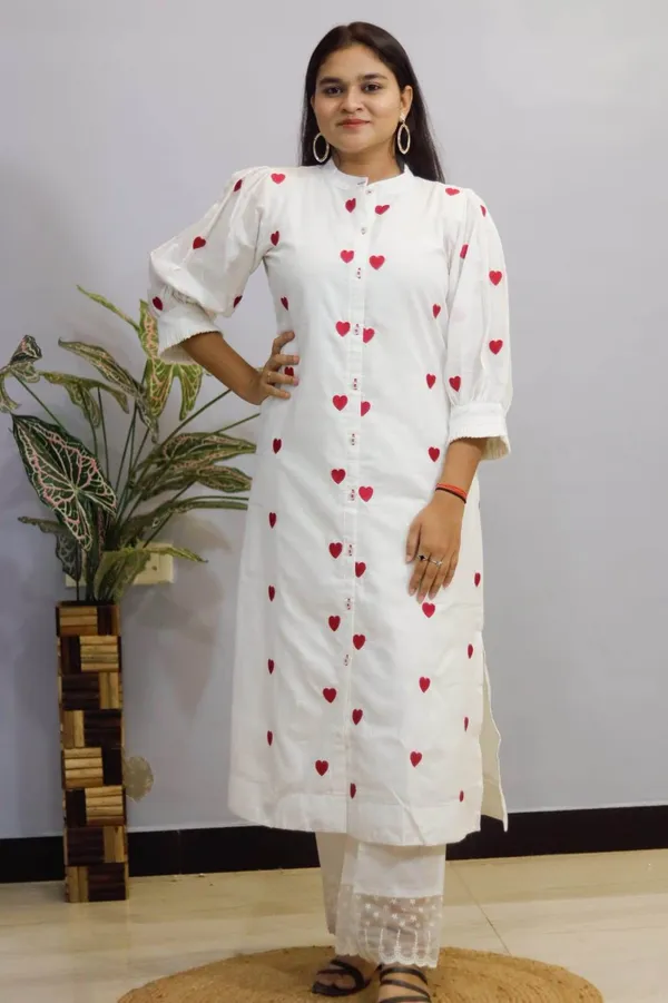 White_Premium_Cotton_Kurti_Pant_For_Women