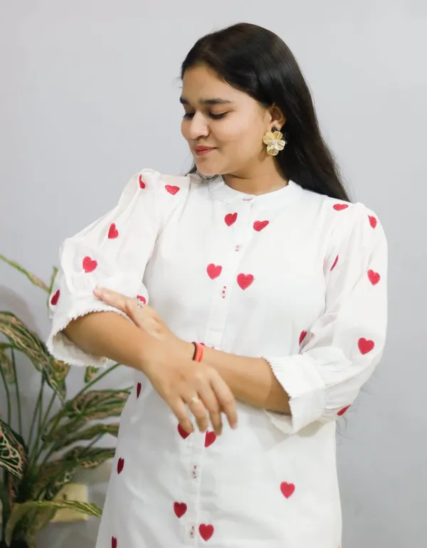 White_Premium_Cotton_Kurti_Pant_For_Women