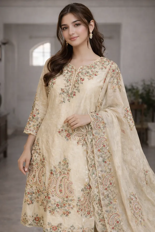 Multicolor_Premium_Silk_Kurti_With_Pant_And_Dupatta_Set_For_Women