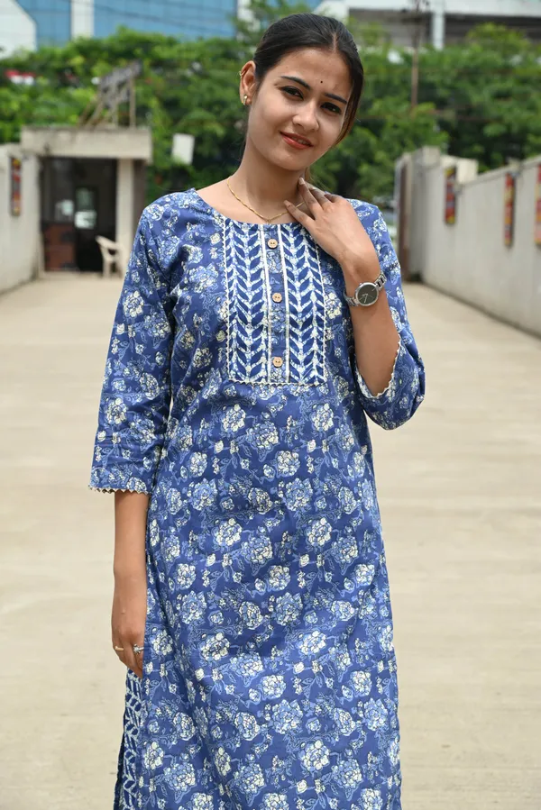 Indigo_Premium_Cotton_Kurti_Pant_For_Women
