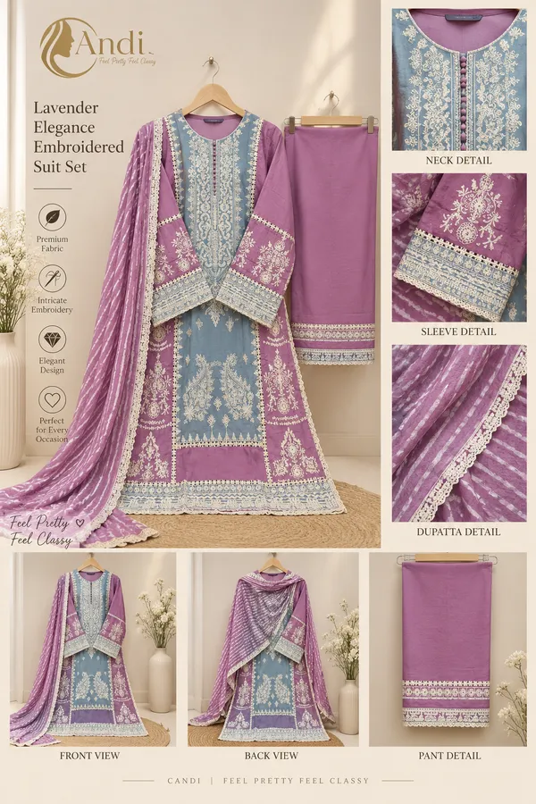 Lavender_Premium_Rayon_Kurti_With_Pant_And_Dupatta_Set_For_Women