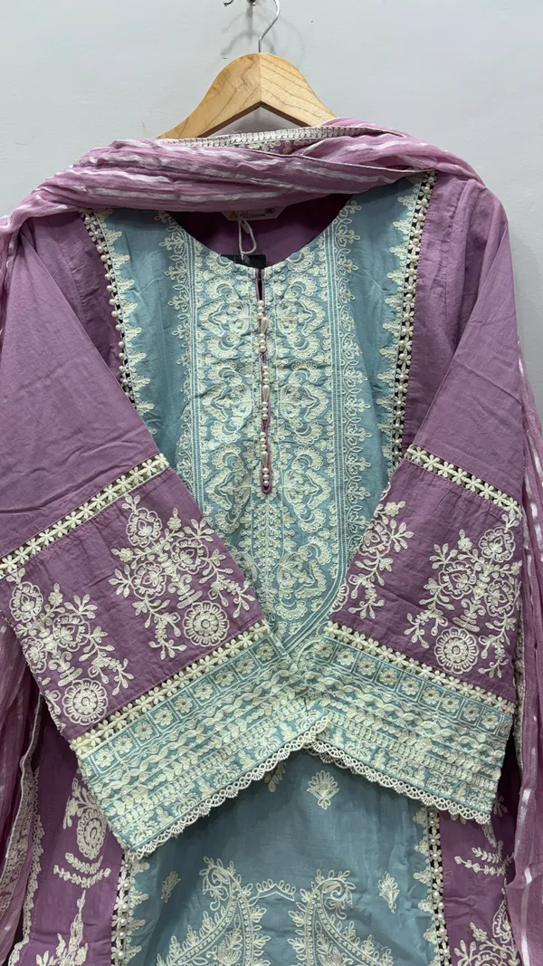 Lavender_Premium_Rayon_Kurti_With_Pant_And_Dupatta_Set_For_Women