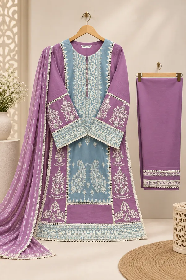 Lavender_Premium_Rayon_Kurti_With_Pant_And_Dupatta_Set_For_Women