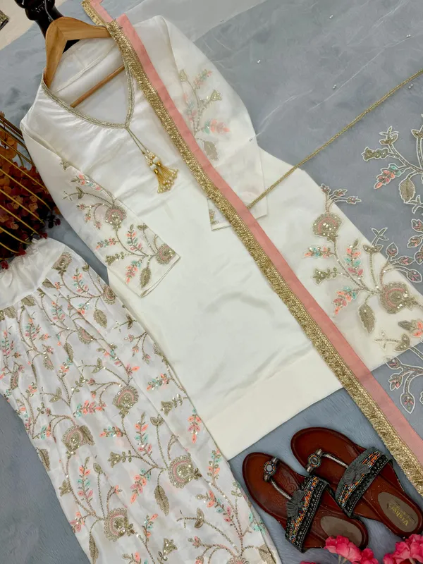 Ivory_Premium_Silk_Kurti_With_Pant_And_Dupatta_Set_For_Women