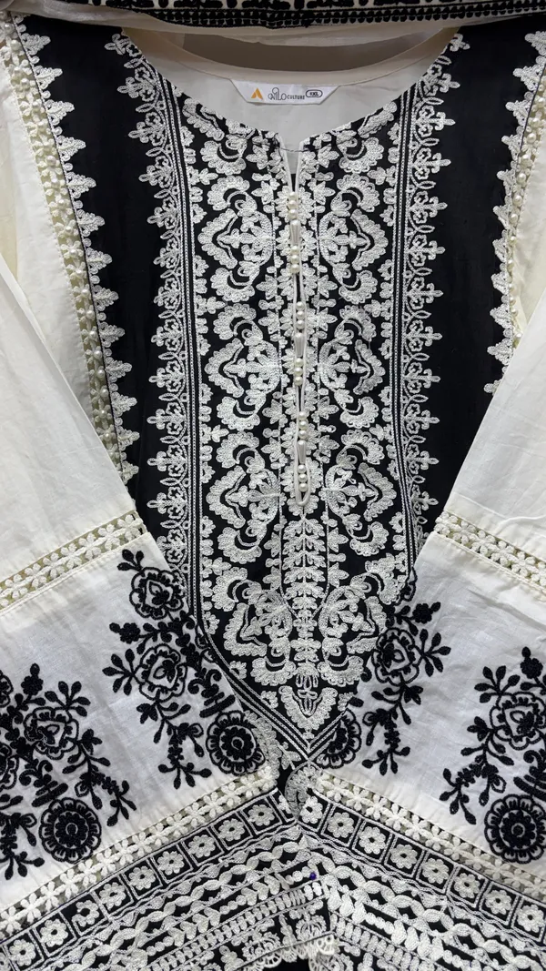 Ivory_And_Black_Premium_Rayon_Kurti_With_Pant_And_Dupatta_Set_For_Women