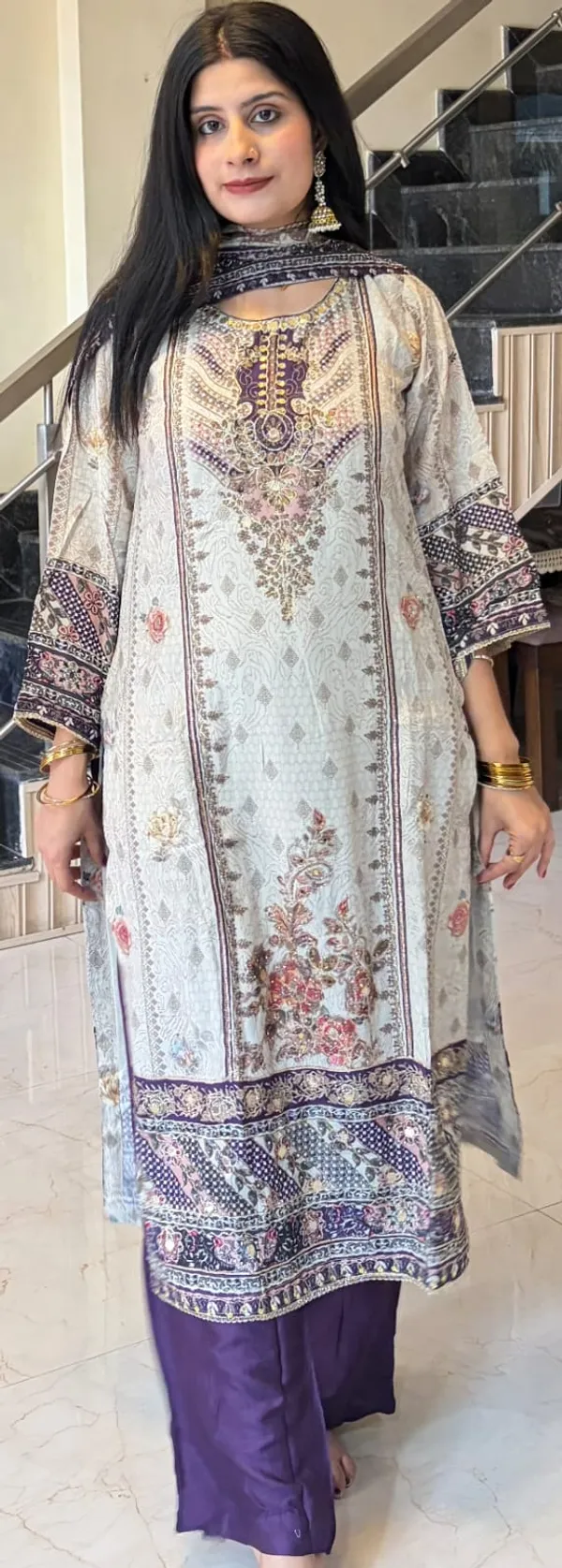 Ivory_&_Purple_Printed_Kurta_Pant_Set_with_Dupatta