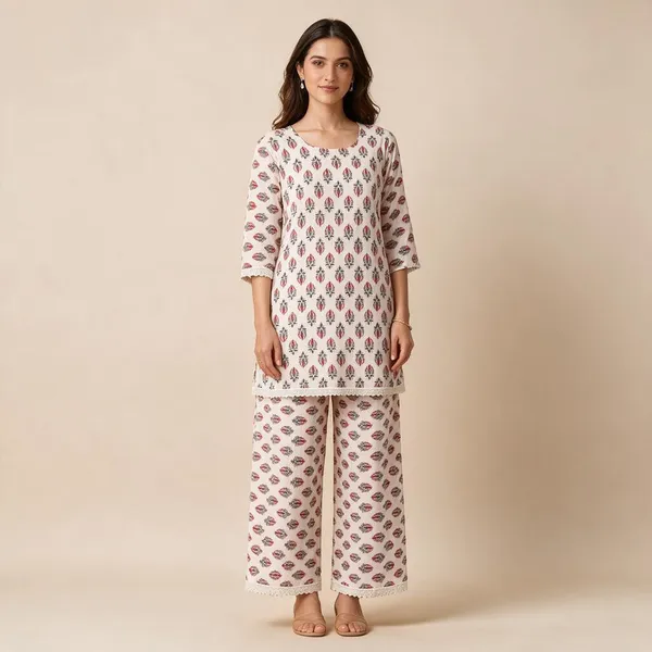 Ivory_And_Red_Premium_Cotton_Co-Ord_Set_For_Women