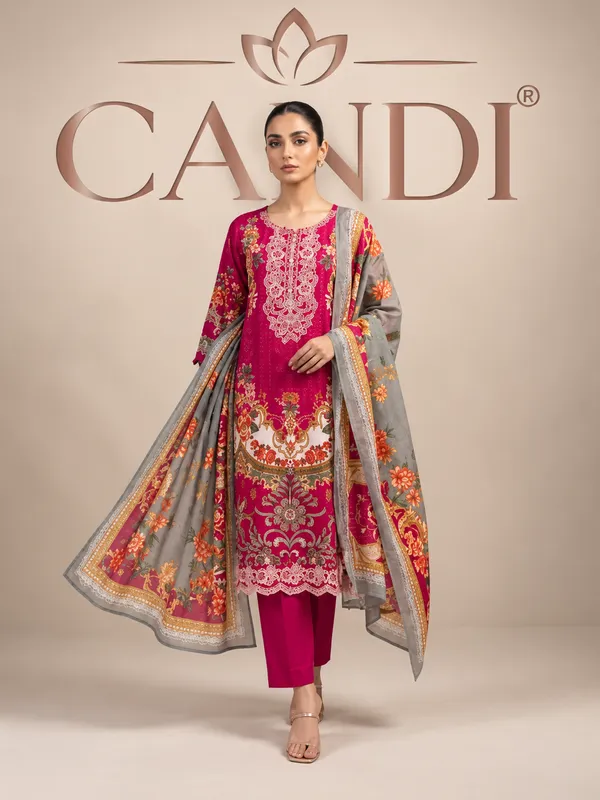 Red_Premium_Cotton_Kurti_With_Pant_And_Dupatta_Set_For_Women