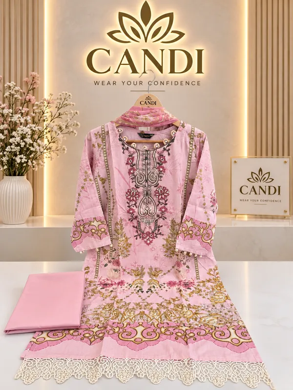 Baby_Pink_Premium_Cotton_Kurti_With_Pant_And_Dupatta_Set_For_Women