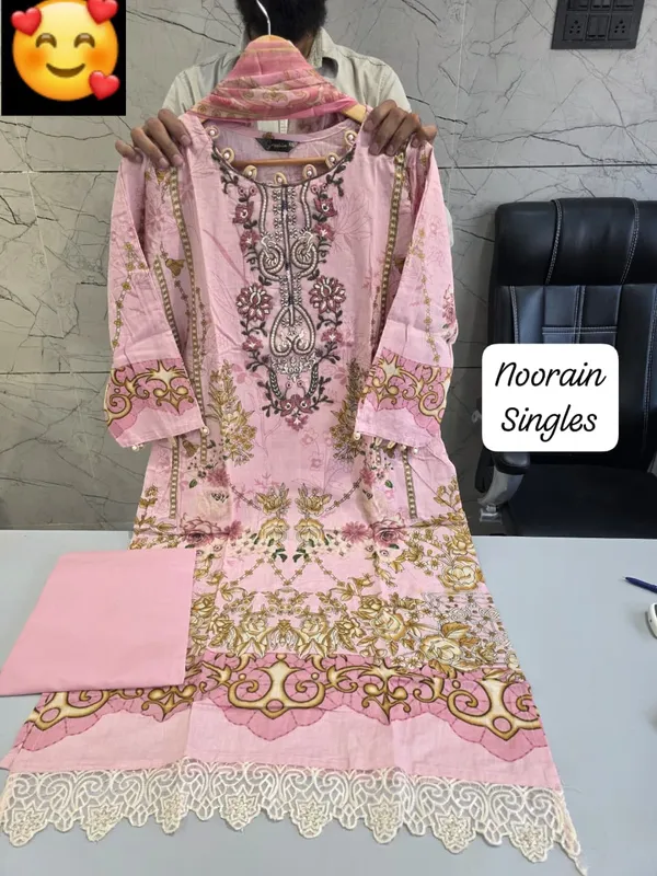 Baby_Pink_Premium_Cotton_Kurti_With_Pant_And_Dupatta_Set_For_Women