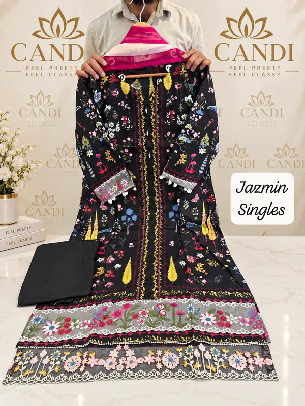 Black_And_Multicolor_Premium_Cotton_Kurti_With_Pant_And_Dupatta_Set_For_Women
