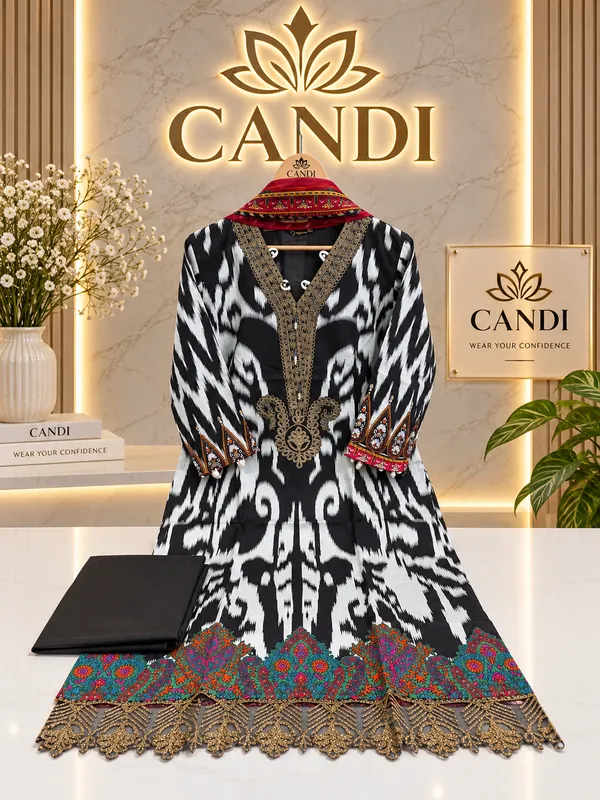 Black_And_White_Premium_Cotton_Kurti_With_Pant_And_Dupatta_Set_For_Women
