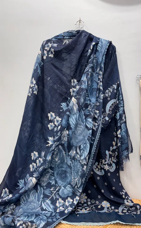 Blue_Premium_Rayon_Kurti_With_Pant_And_Dupatta_Set_For_Women