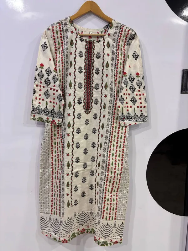Cream_Premium_Rayon_Kurti_With_Pant_And_Dupatta_Set_For_Women