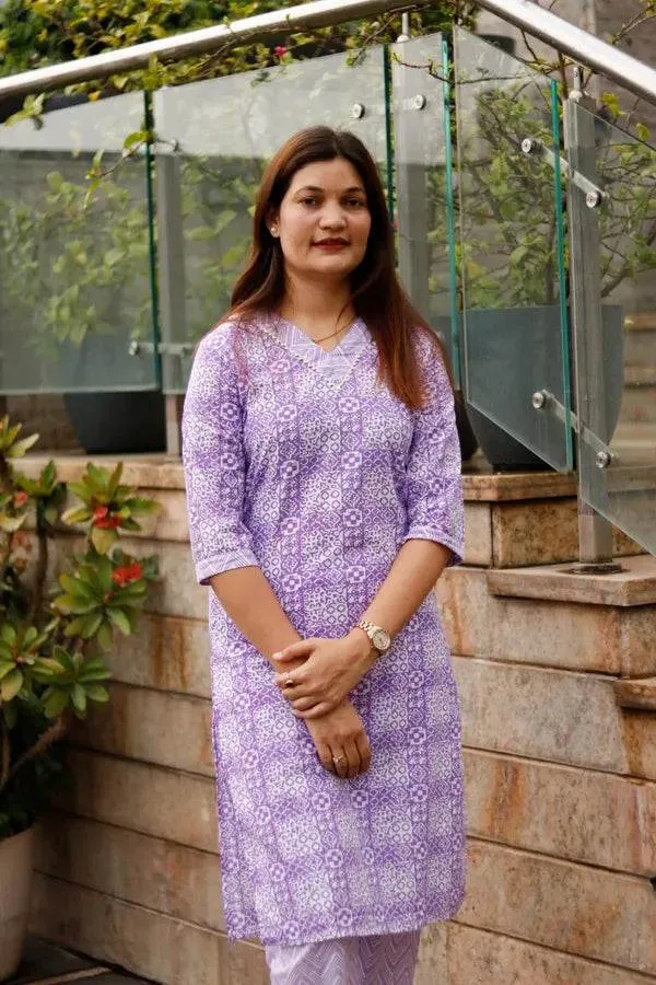 Lavender_Premium_Cotton_Kurti_With_Pant_And_Dupatta_Set_For_Women