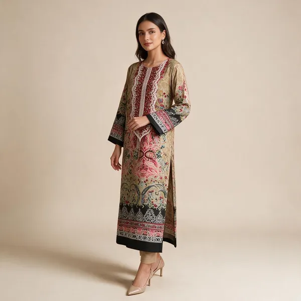 Maroon_And_Black_Premium_Cotton_Unstitched_Suit_With_Dupatta_For_Women