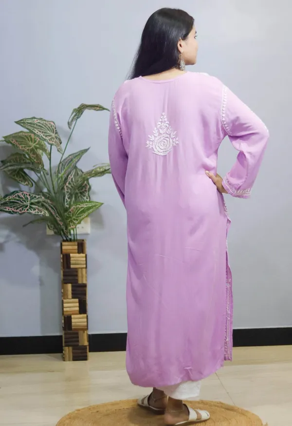 Lavender_Rose_Embroidered_Chikankari_Kurti.
