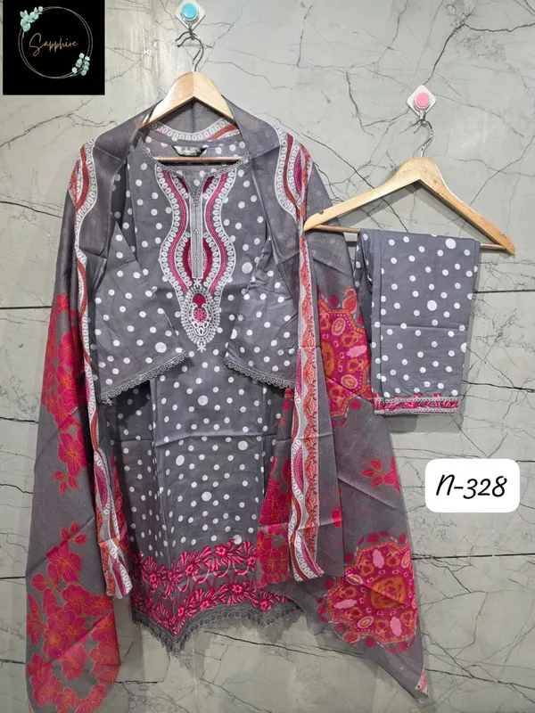 Grey_Premium_Cotton_Kurti_With_Pant_And_Dupatta_Set_For_Women
