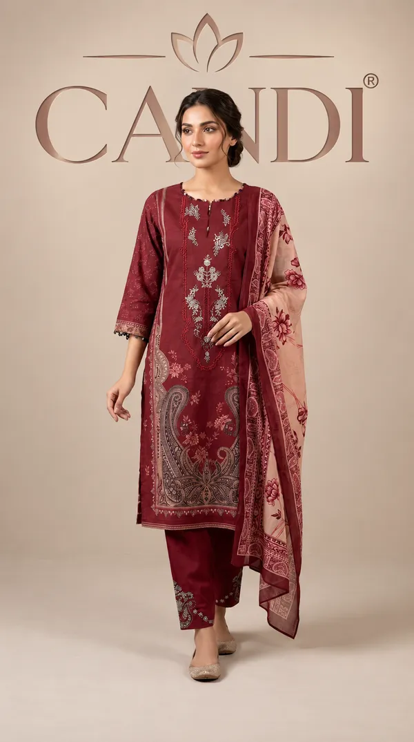 Cream_Premium_Cotton_Kurti_With_Pant_And_Dupatta_Set_For_Women