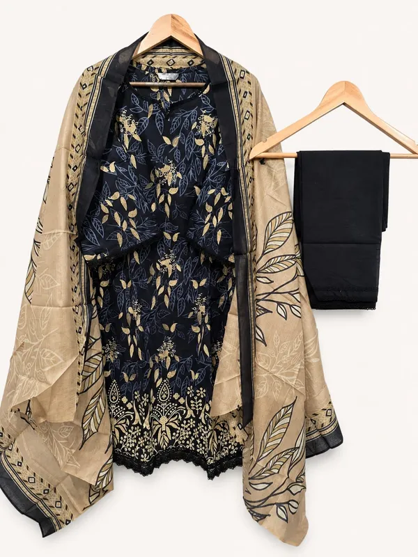 Brown_Premium_Cotton_Kurti_With_Pant_And_Dupatta_Set_For_Women