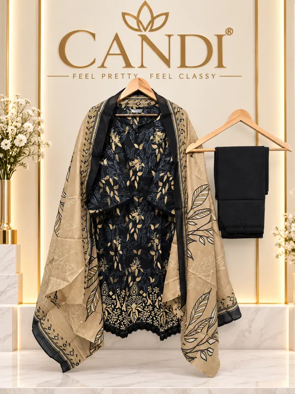 Brown_Premium_Cotton_Kurti_With_Pant_And_Dupatta_Set_For_Women