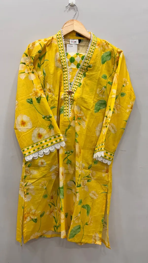 Lemon_Yellow_Premium_Rayon_Kurti_With_Pant_And_Dupatta_Set_For_Women