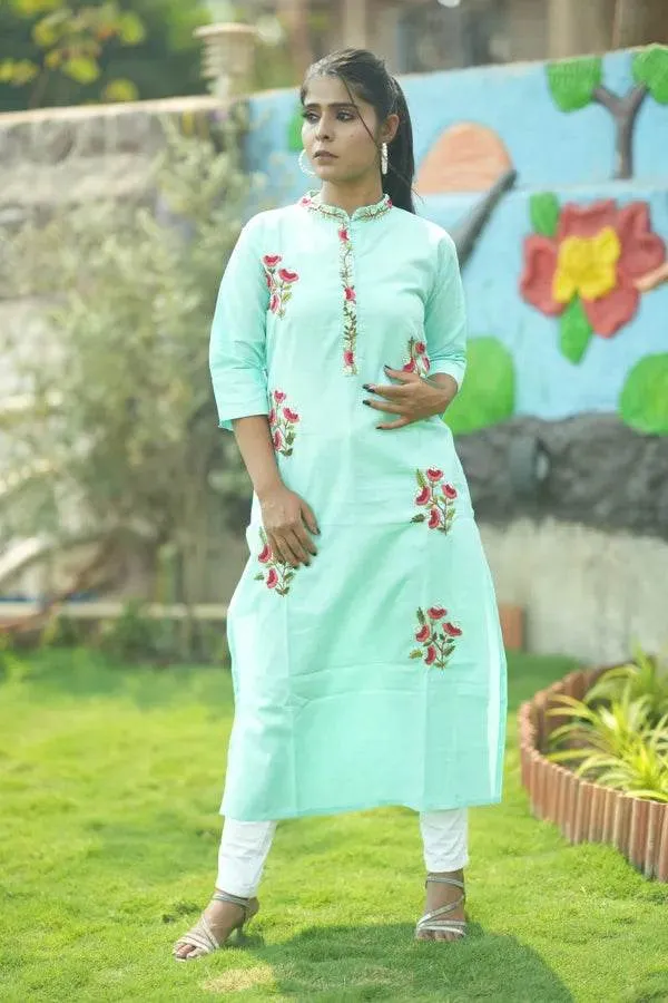Light_Green_Organic_Cotton_Hand_Embroidered_Kurti