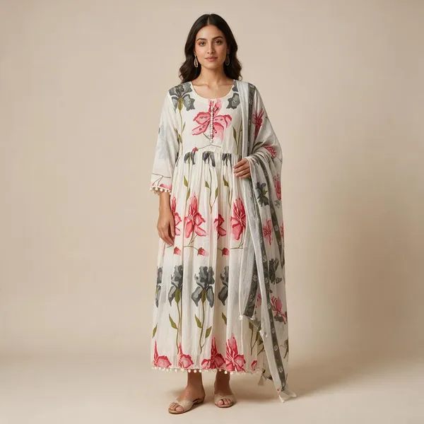 Multicolor_Premium_Cotton_Kurti_With_Pant_And_Dupatta_Set_For_Women