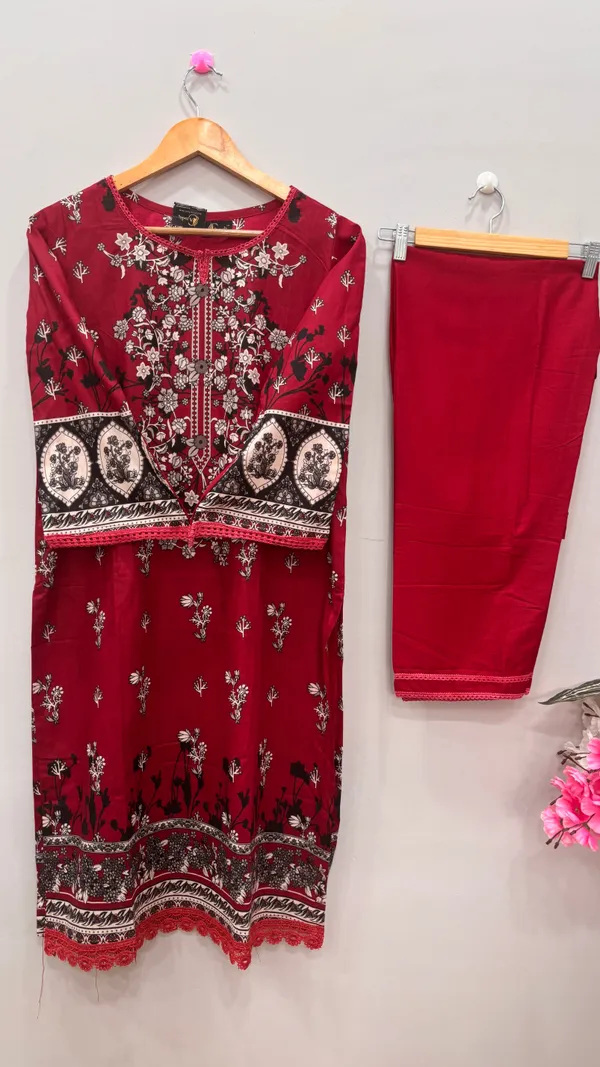 Maroon_Cotton_Printed_lawn_Suit_Set