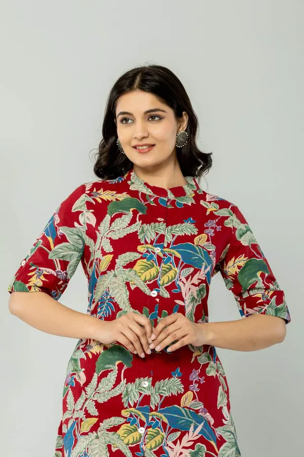 Maroon_Premium_Cotton_Co-Ord_Set_For_Women