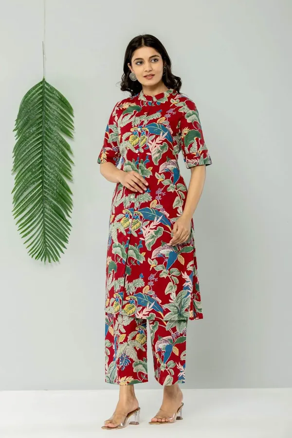 Maroon_Premium_Cotton_Co-Ord_Set_For_Women