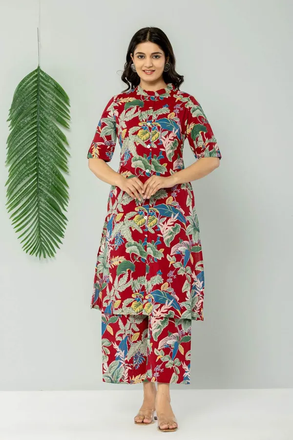 Maroon_Premium_Cotton_Co-Ord_Set_For_Women