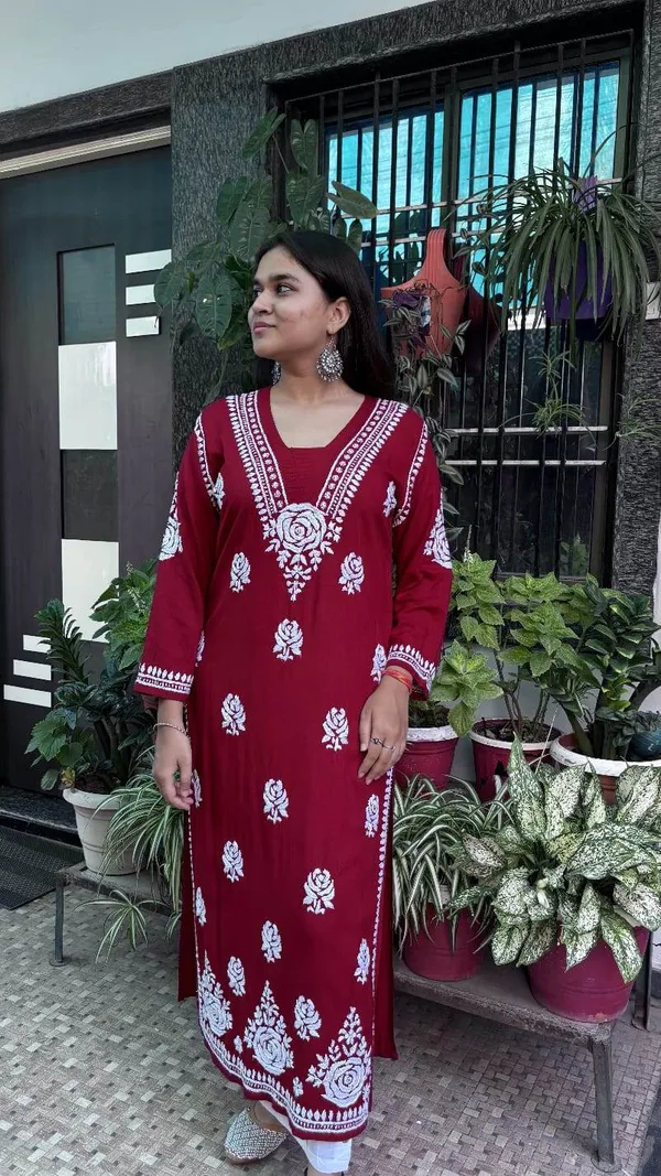 Maroon_And_Rose_Premium_Cotton_Kurti_For_Women