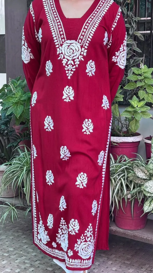Maroon_And_Rose_Premium_Cotton_Kurti_For_Women