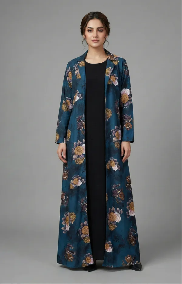 Teal_Premium_Georgette_Tunic_With_Shrug_For_Women