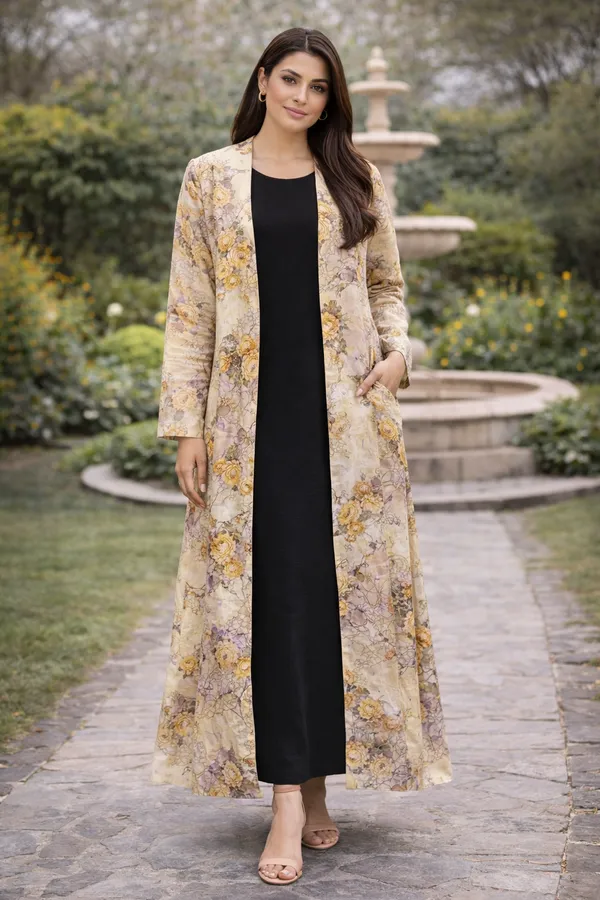 Beige_Premium_Georgette_Tunic_With_Shrug_For_Women