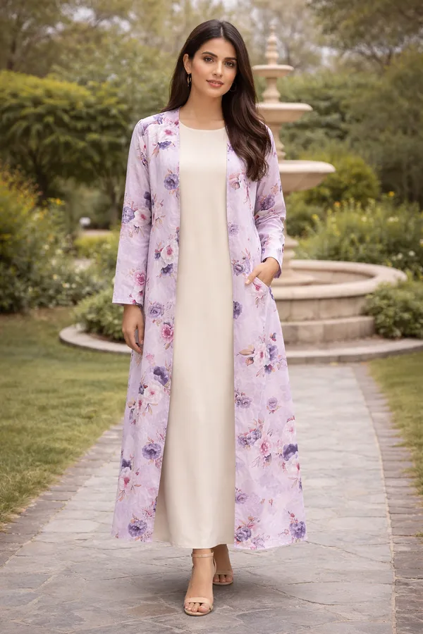 Lavender_Premium_Georgette_Tunic_With_Shrug_For_Women
