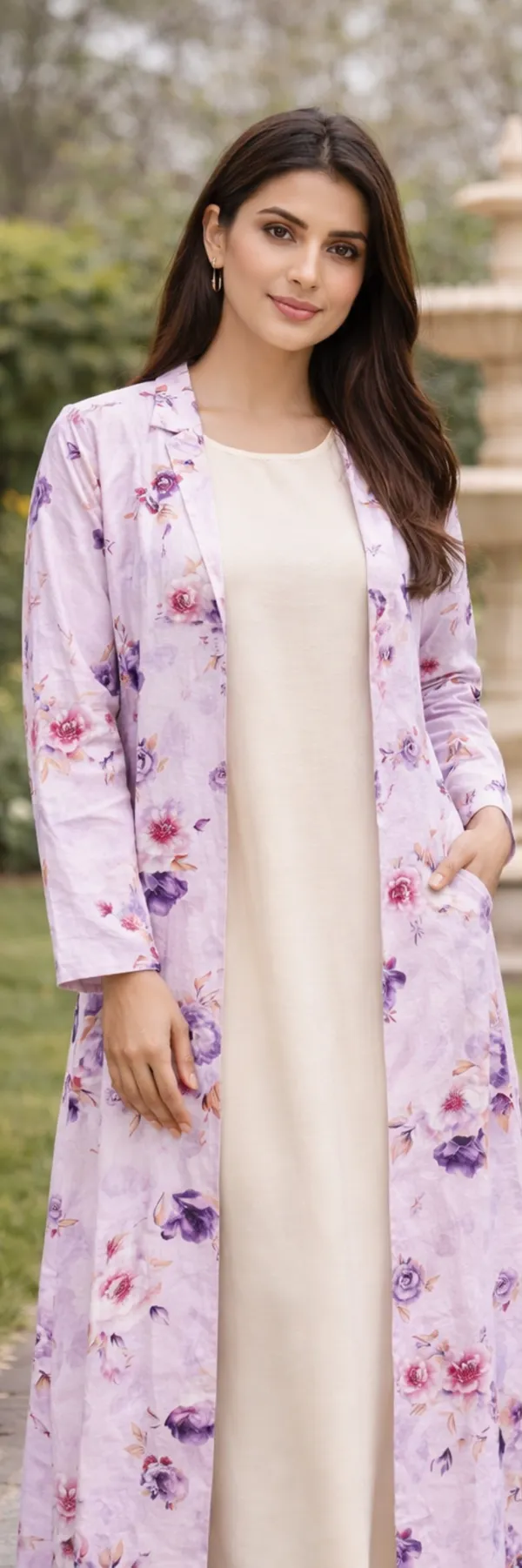 Lavender_Premium_Georgette_Tunic_With_Shrug_For_Women