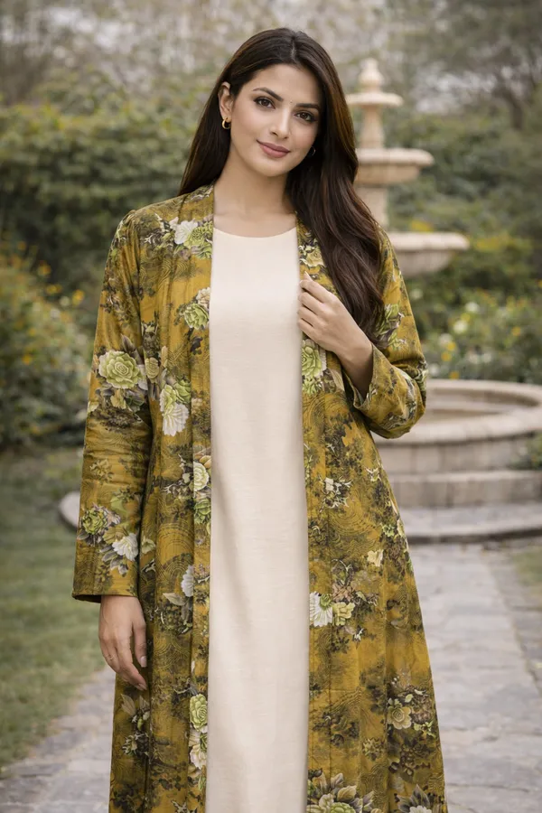 Maxi_Gown_with_Mustard_Floral_Long_Shrug