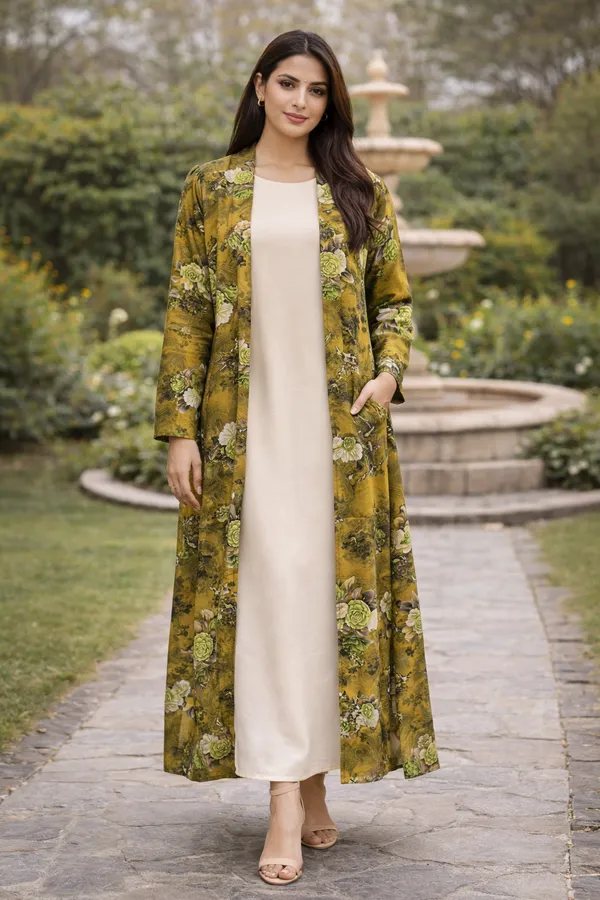 Mustard_Premium_Georgette_Tunic_With_Shrug_For_Women