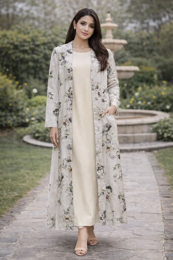Maxi_Gown_with_White_Floral_Long_Shrug