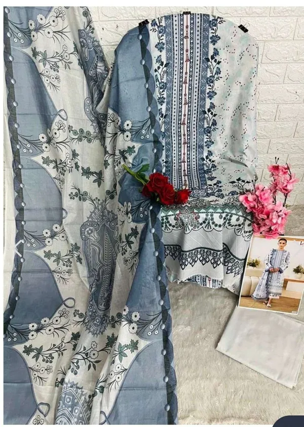 Blue_Premium_Cotton_Kurti_With_Pant_And_Dupatta_Set_For_Women