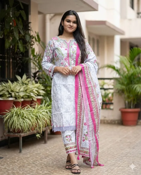 Grey_Premium_Cotton_Kurti_With_Pant_And_Dupatta_Set_For_Women