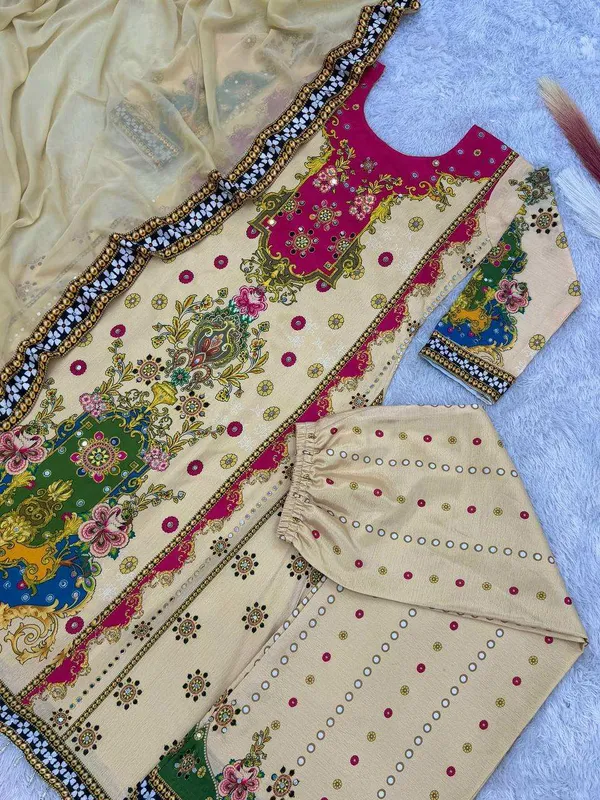 Multicolor_Premium_Cotton_Kurti_With_Pant_And_Dupatta_Set_For_Women