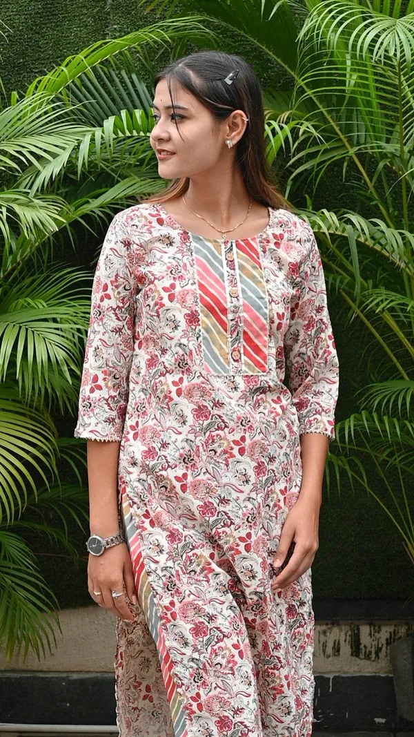 Multicolor_Premium_Cotton_Kurti_Pant_For_Women