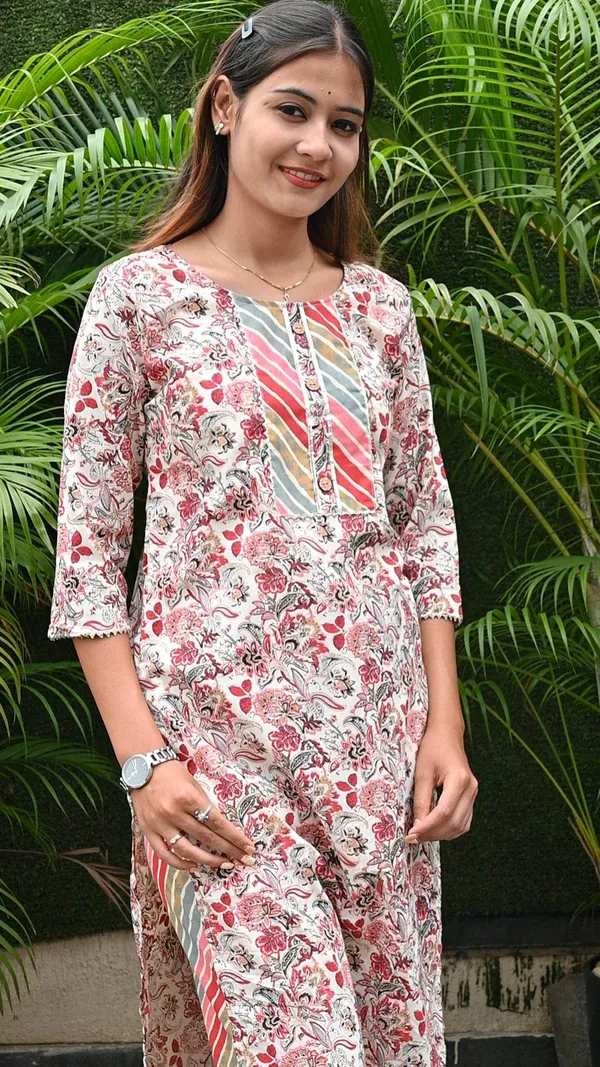 Multicolor_Premium_Cotton_Kurti_Pant_For_Women