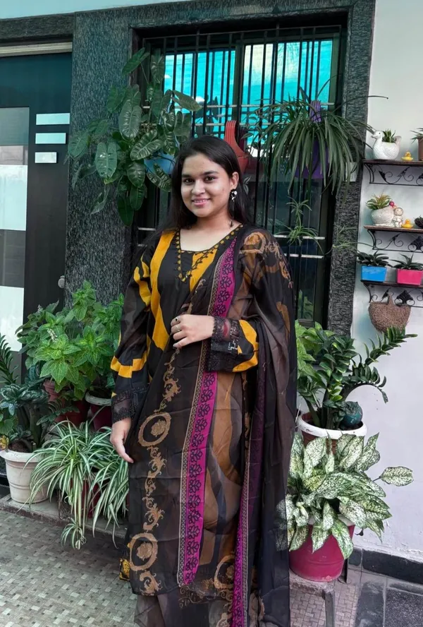Mustard_Black_Swirl_Pakistani_Lawn_Cotton_Kurta_Set